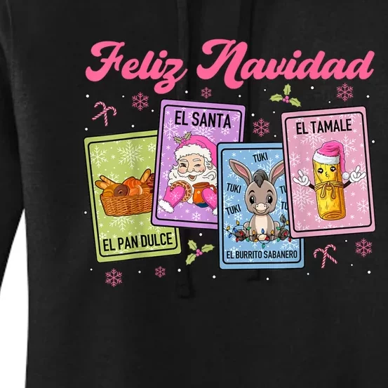 Feliz Navidad Mexican Christmas Pan Dulce Santa Claus Donkey Women's Pullover Hoodie