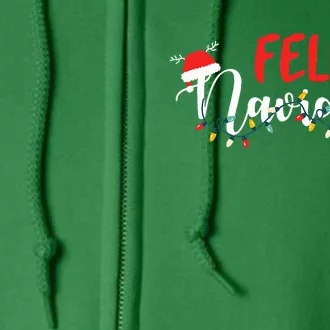 Feliz Navidad Merry Christmas Xmas Lights Pajamas Holiday Full Zip Hoodie