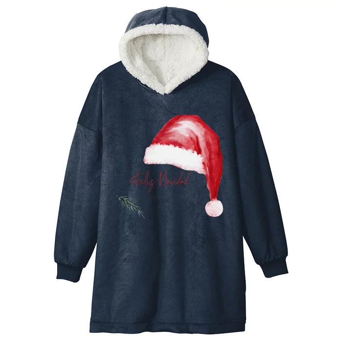 Feliz Navidad Merry Christmas Spanish Hooded Wearable Blanket