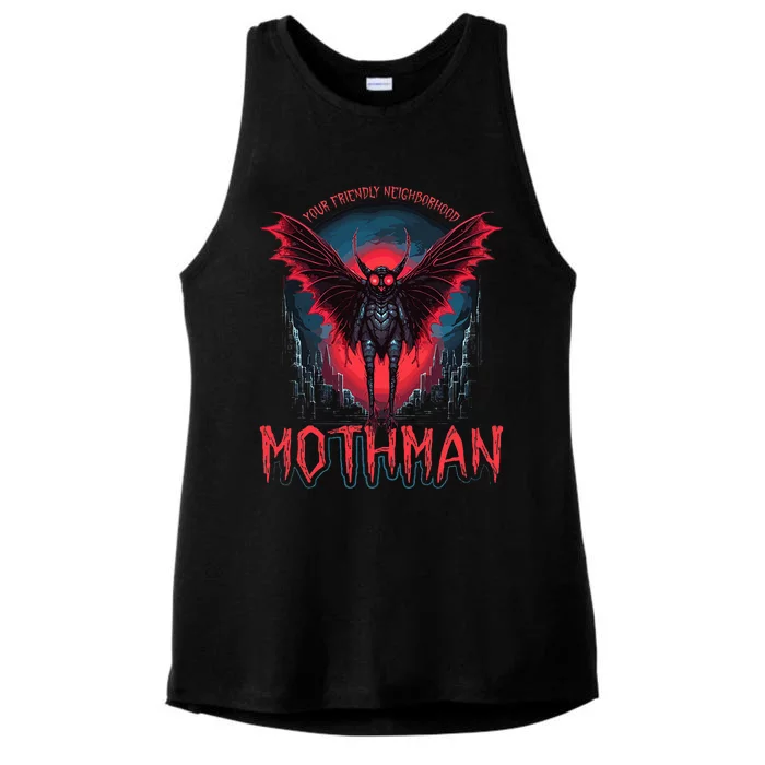 Friendly Neighborhood Mothman Cryptid Folklore Mothman Ladies Tri-Blend Wicking Tank