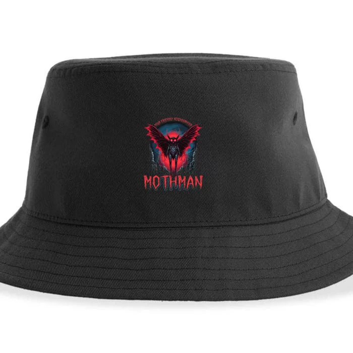 Friendly Neighborhood Mothman Cryptid Folklore Mothman Sustainable Bucket Hat