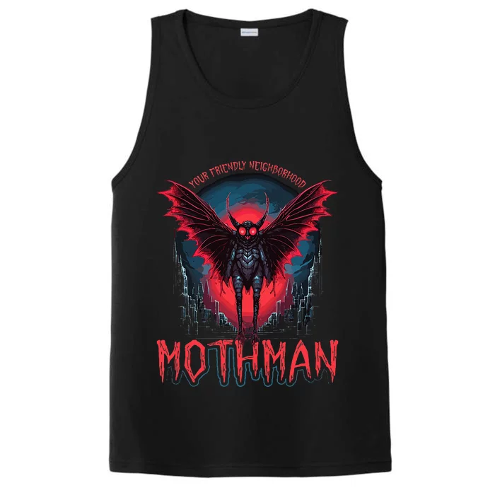 Friendly Neighborhood Mothman Cryptid Folklore Mothman Performance Tank