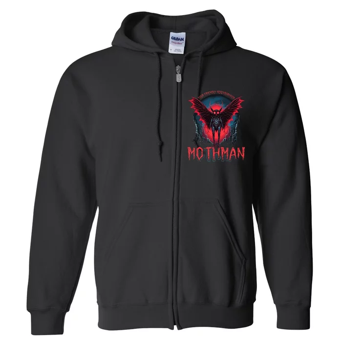 Friendly Neighborhood Mothman Cryptid Folklore Mothman Full Zip Hoodie