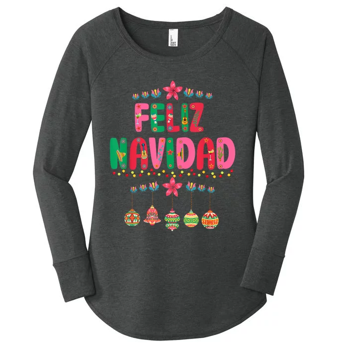 Feliz Navidad Mexican Christmas Funny Xmas Lights Decoration Women's Perfect Tri Tunic Long Sleeve Shirt