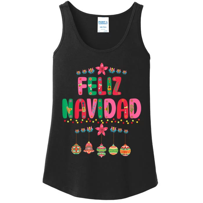 Feliz Navidad Mexican Christmas Funny Xmas Lights Decoration Ladies Essential Tank