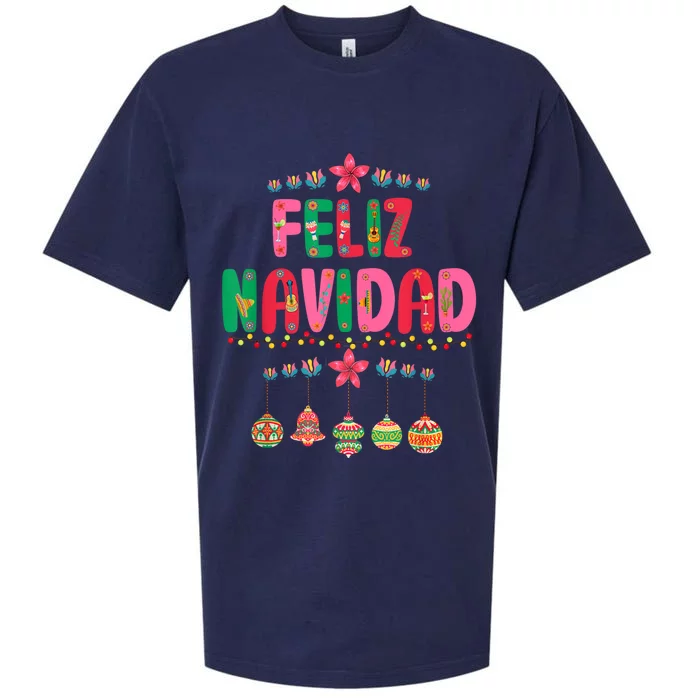 Feliz Navidad Mexican Christmas Funny Xmas Lights Decoration Sueded Cloud Jersey T-Shirt