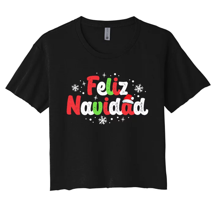 Feliz Navidad Matching Family Spanish Christmas Mexican Xmas Women's Crop Top Tee