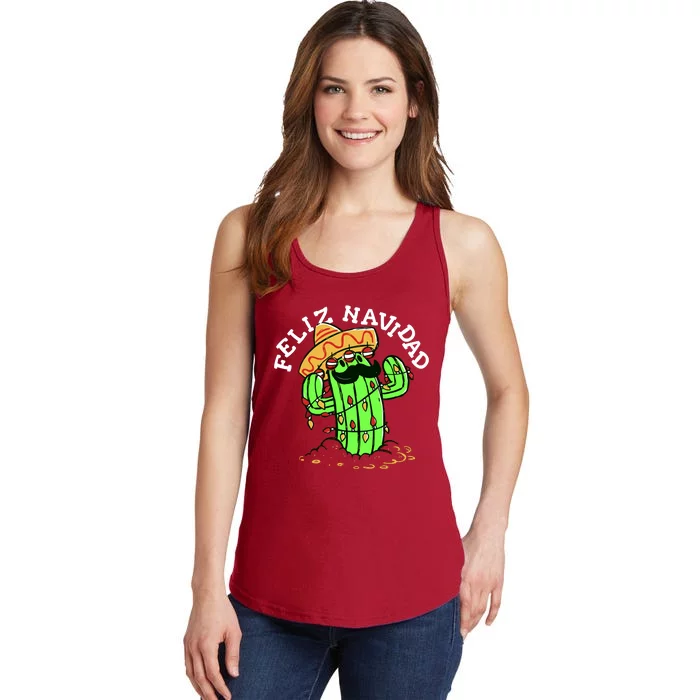 Feliz Navidad Merry Christmas Cactus Funny Humor Spanish Ladies Essential Tank