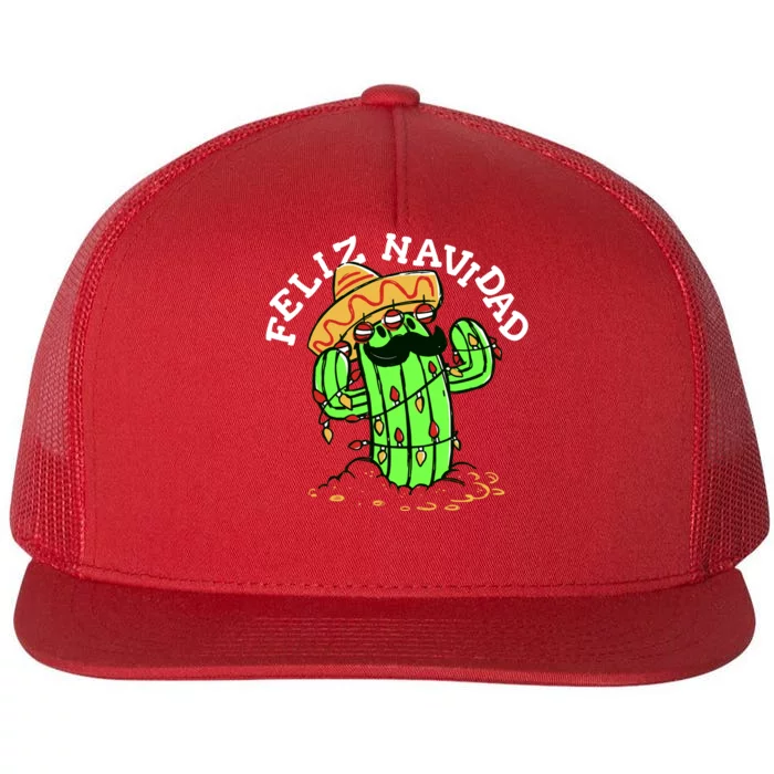 Feliz Navidad Merry Christmas Cactus Funny Humor Spanish Flat Bill Trucker Hat