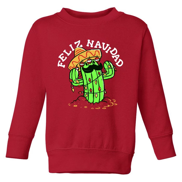 Feliz Navidad Merry Christmas Cactus Funny Humor Spanish Toddler Sweatshirt