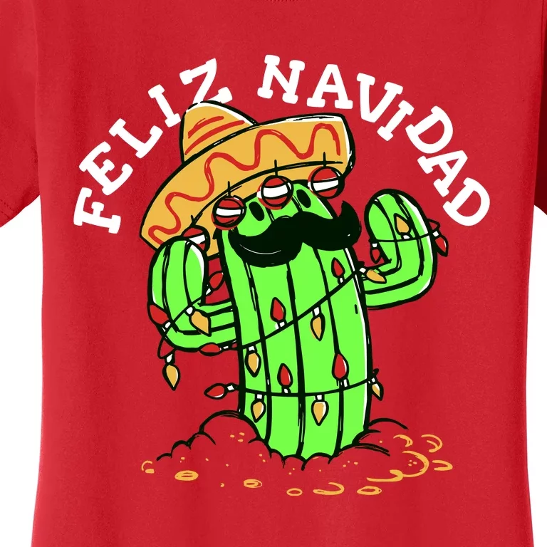 Feliz Navidad Merry Christmas Cactus Funny Humor Spanish Women's T-Shirt