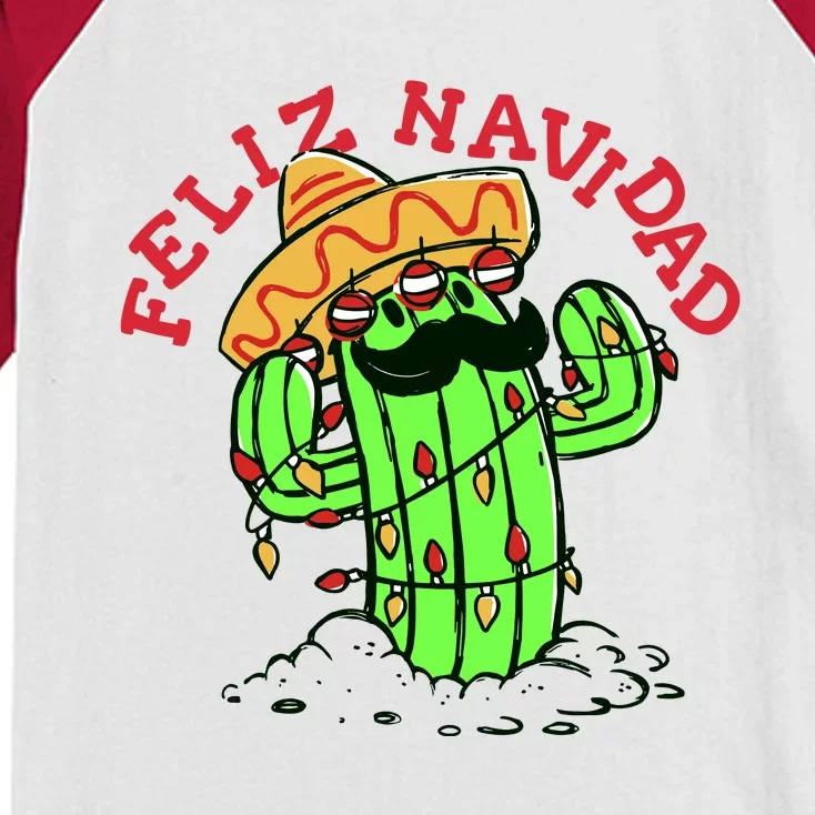 Feliz Navidad Merry Christmas Cactus Funny Humor Spanish Kids Colorblock Raglan Jersey