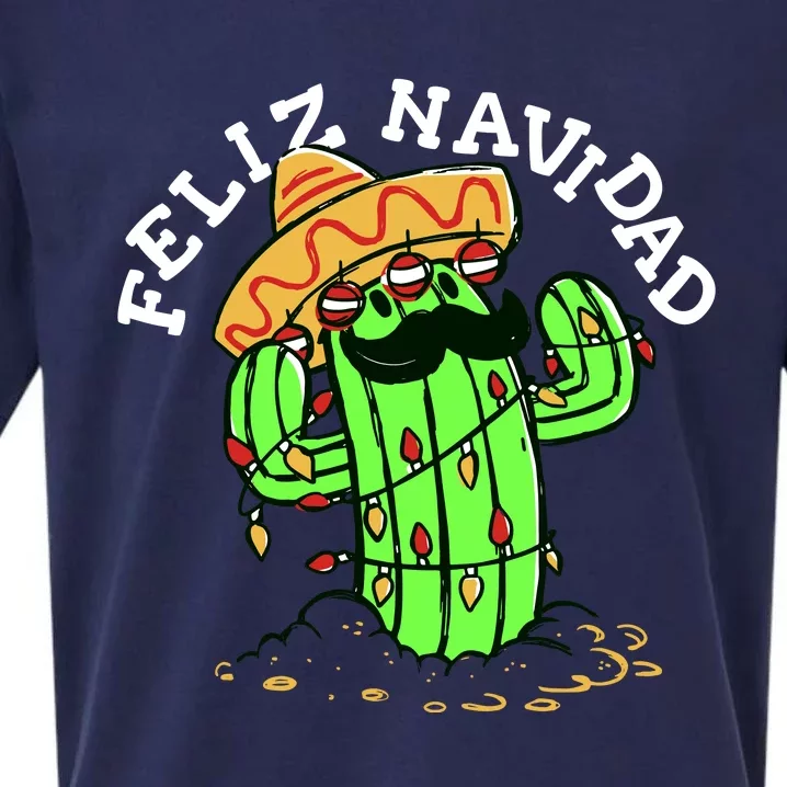 Feliz Navidad Merry Christmas Cactus Funny Humor Spanish Sueded Cloud Jersey T-Shirt