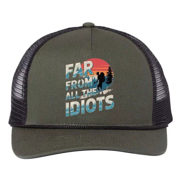 Funny Nature Meme Far From All The Idiots Funny Hiking Memes Retro Rope Trucker Hat Cap