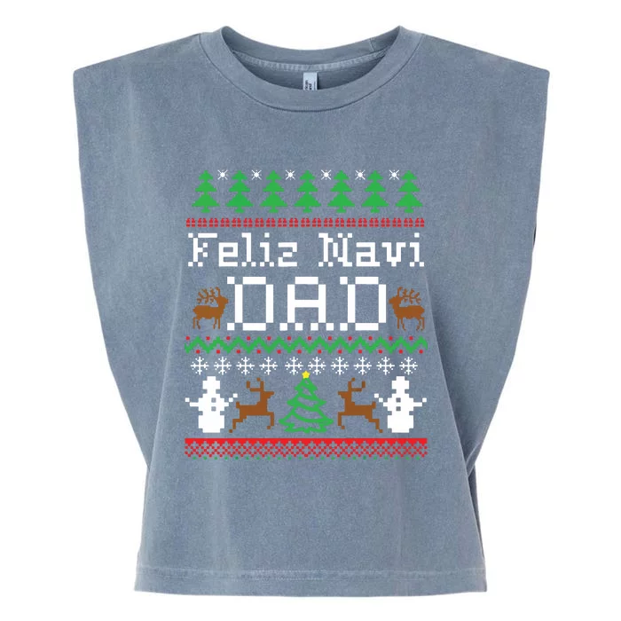 Feliz Navidad Mexican Spanish Ugly Christmas Sweater Garment-Dyed Women's Muscle Tee