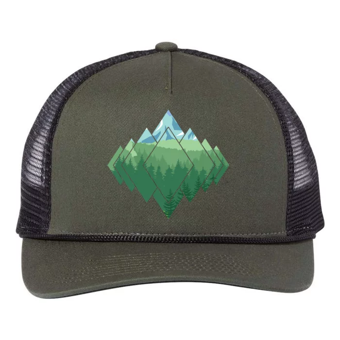 Forest Nature Mountains Trekking Camping Gift Retro Rope Trucker Hat Cap