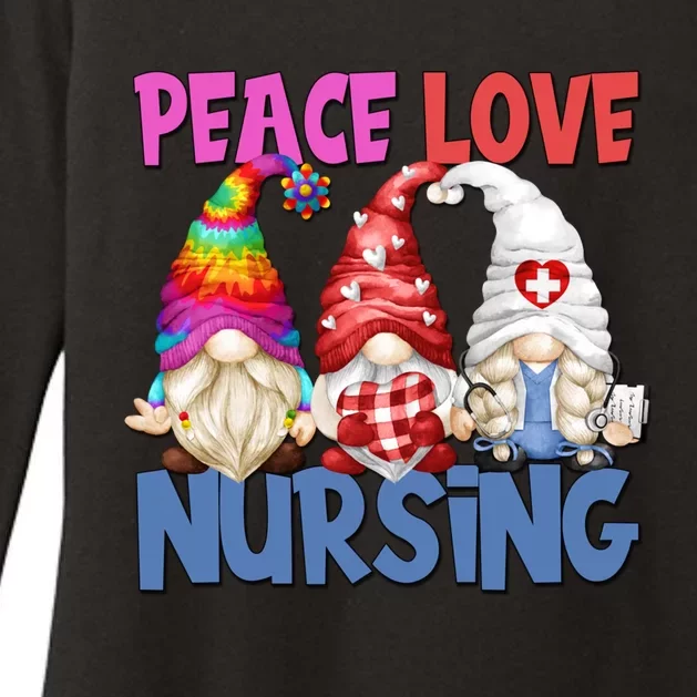 Funny Nurse Mom Stethoscope Hippie Gnomes Peace Love Nursing Gift Womens CVC Long Sleeve Shirt