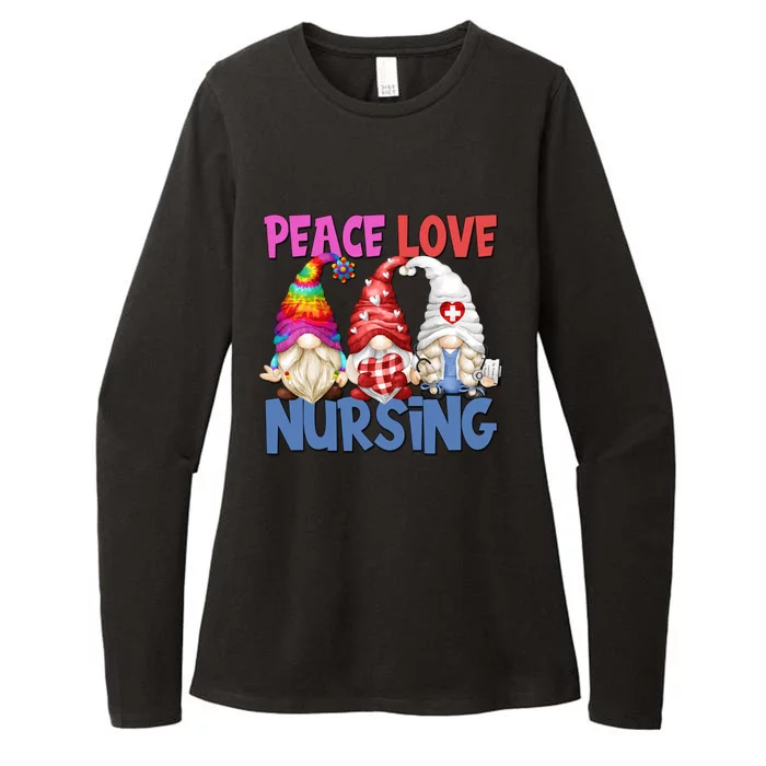 Funny Nurse Mom Stethoscope Hippie Gnomes Peace Love Nursing Gift Womens CVC Long Sleeve Shirt