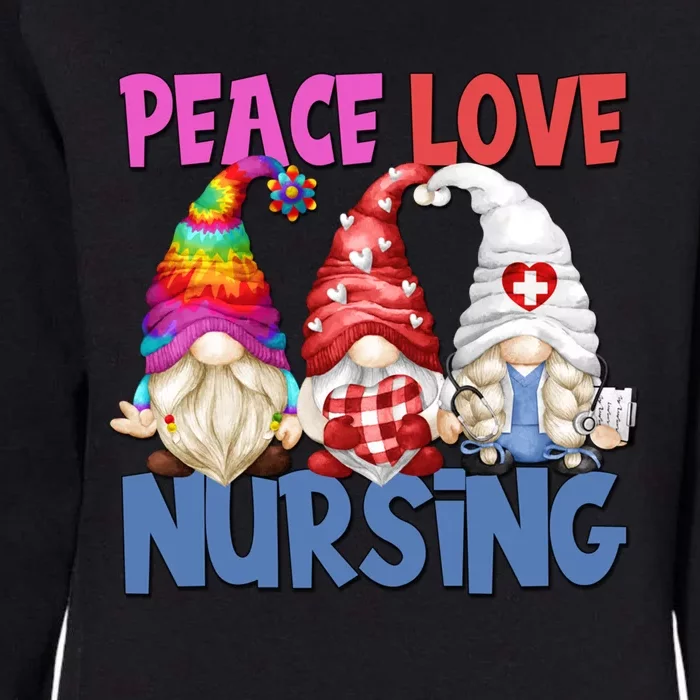 Funny Nurse Mom Stethoscope Hippie Gnomes Peace Love Nursing Gift Womens California Wash Sweatshirt