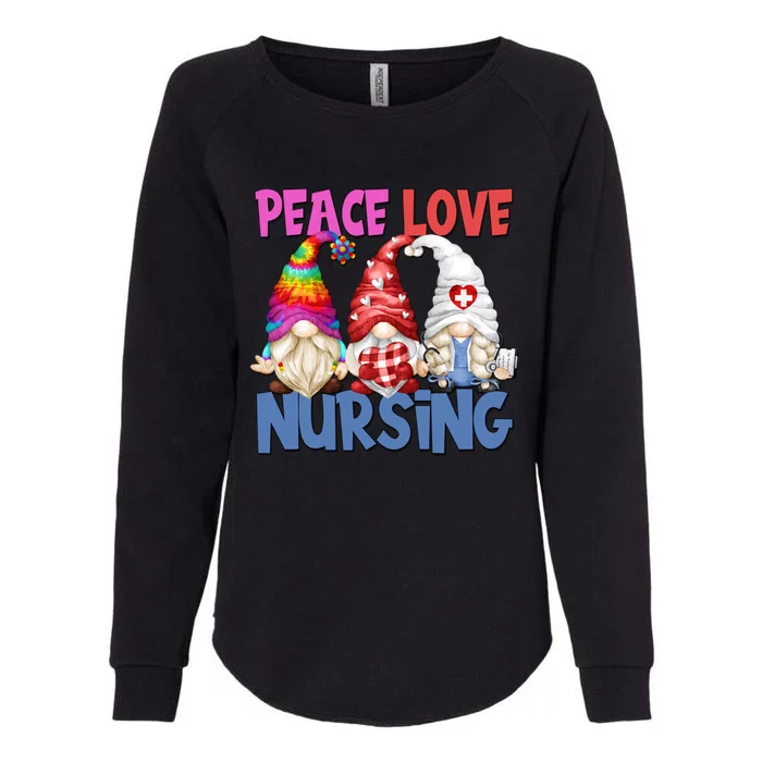 Funny Nurse Mom Stethoscope Hippie Gnomes Peace Love Nursing Gift Womens California Wash Sweatshirt