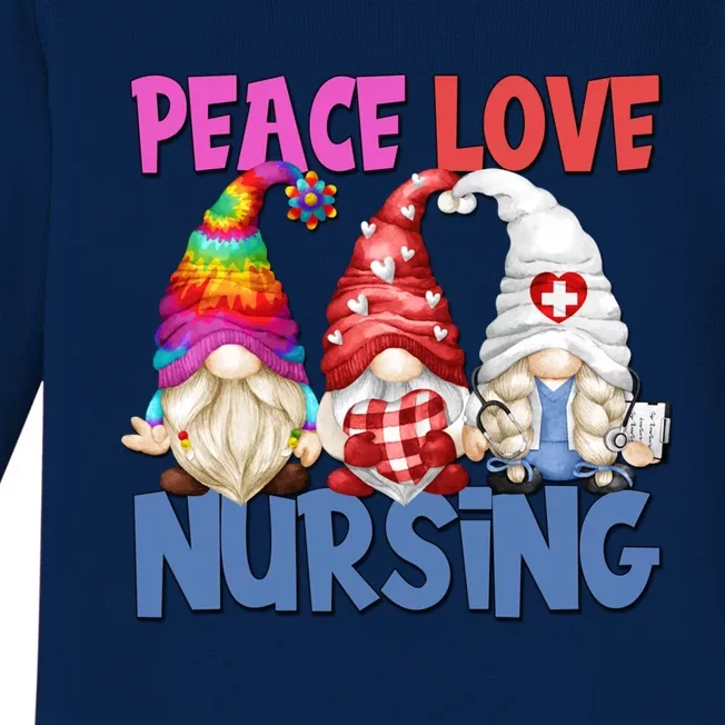 Funny Nurse Mom Stethoscope Hippie Gnomes Peace Love Nursing Gift Baby Long Sleeve Bodysuit