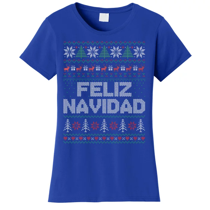 Feliz Navidad Mexican Spanish Funny Christmas Ugly Funny Women's T-Shirt