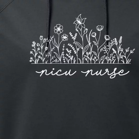 Floral NICU Nurse Performance Fleece Hoodie