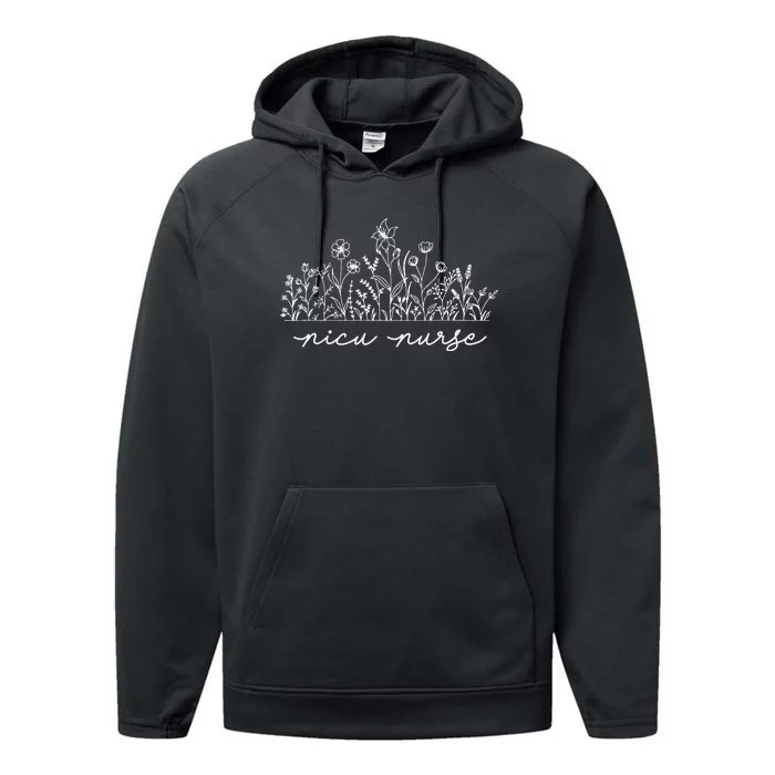 Floral NICU Nurse Performance Fleece Hoodie