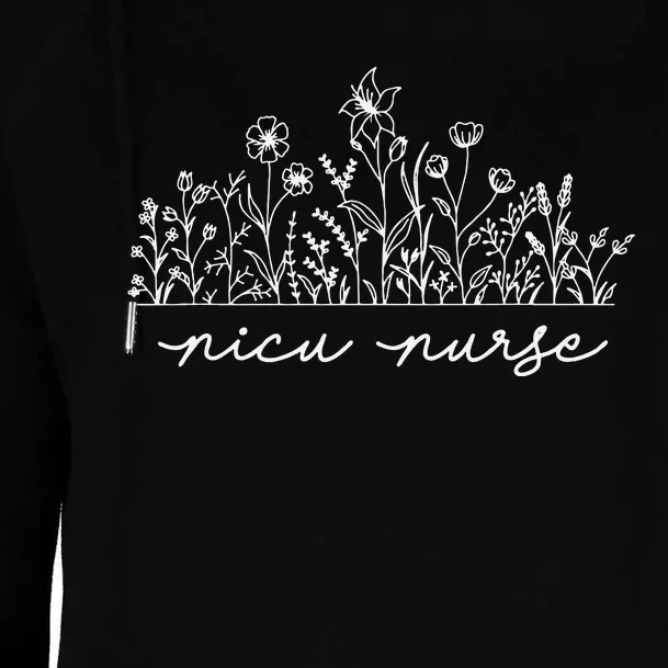 Floral NICU Nurse Womens Funnel Neck Pullover Hood