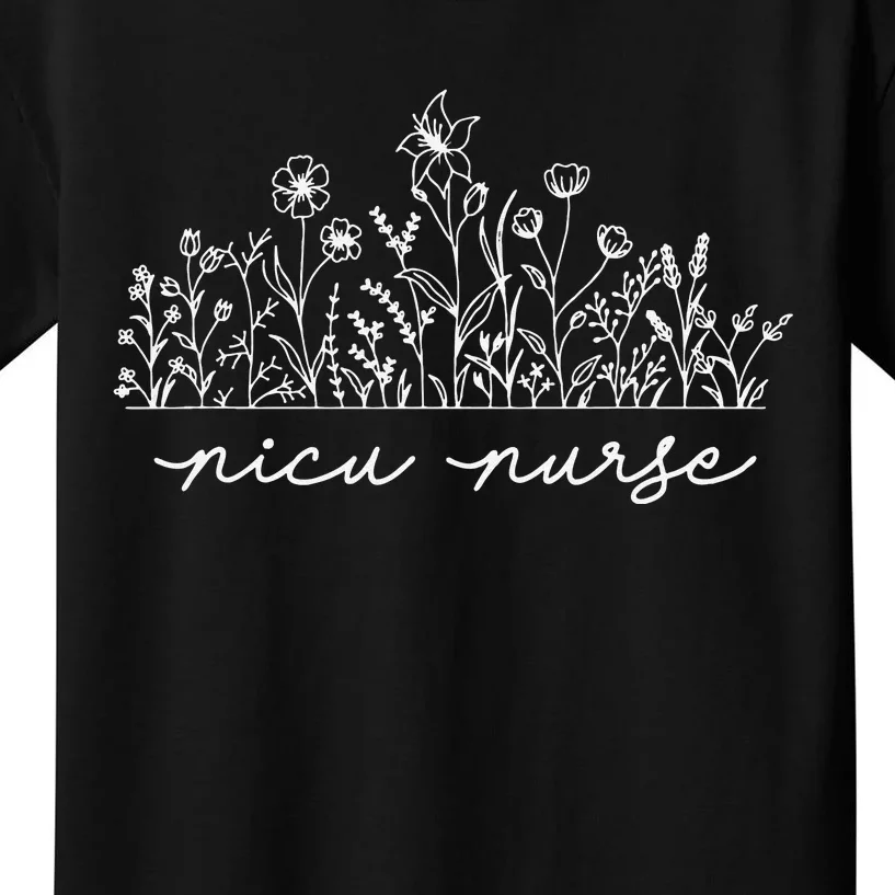 Floral NICU Nurse Kids T-Shirt