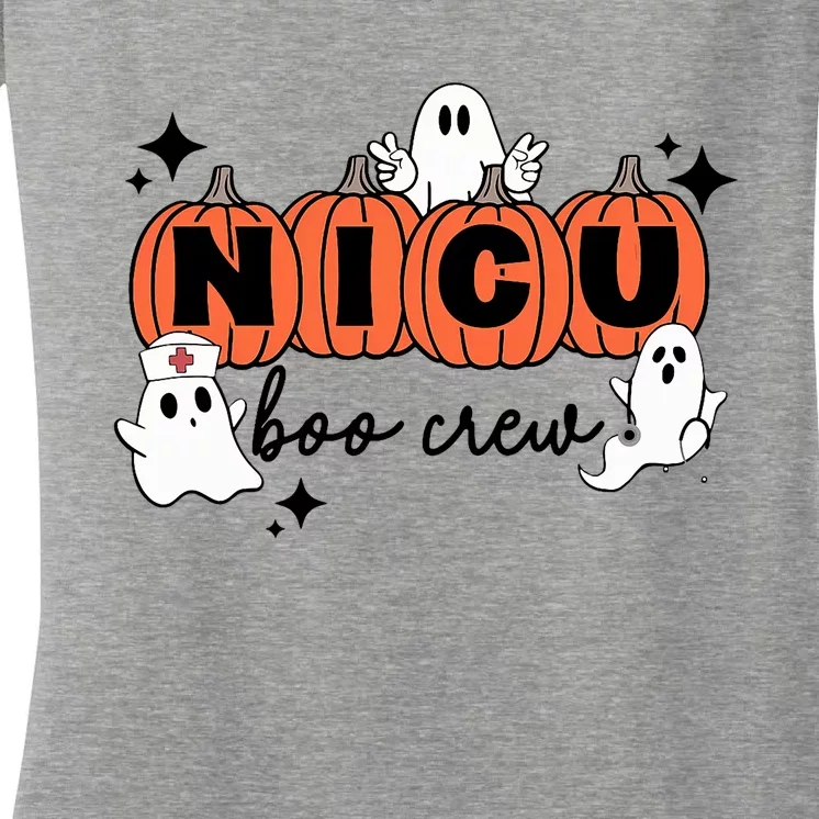 Funny Nicu Nurse Halloween Nicu Boo Crew Nicu Nurse Women's V-Neck T-Shirt