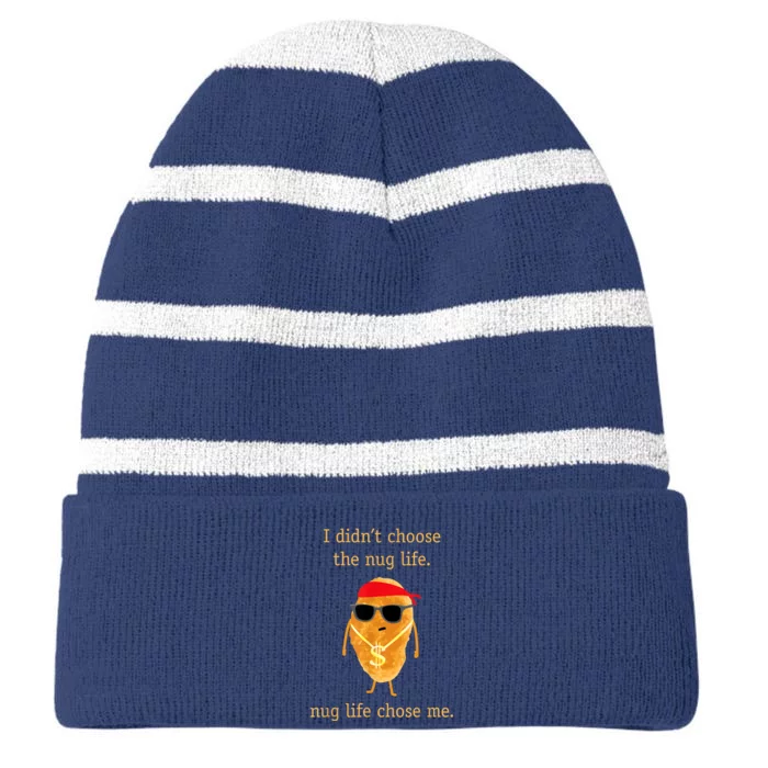 Funny Nugget Nug Life Chicken Nugget Striped Beanie with Solid Band