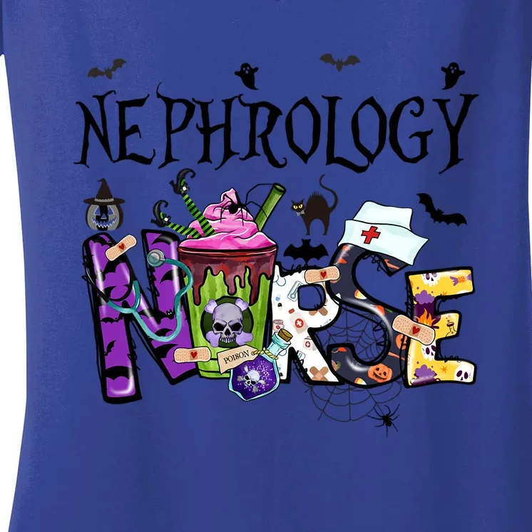 Faboolous Nephrology Nurse Halloween Costume Spooky Nurse Gift Women's V-Neck T-Shirt