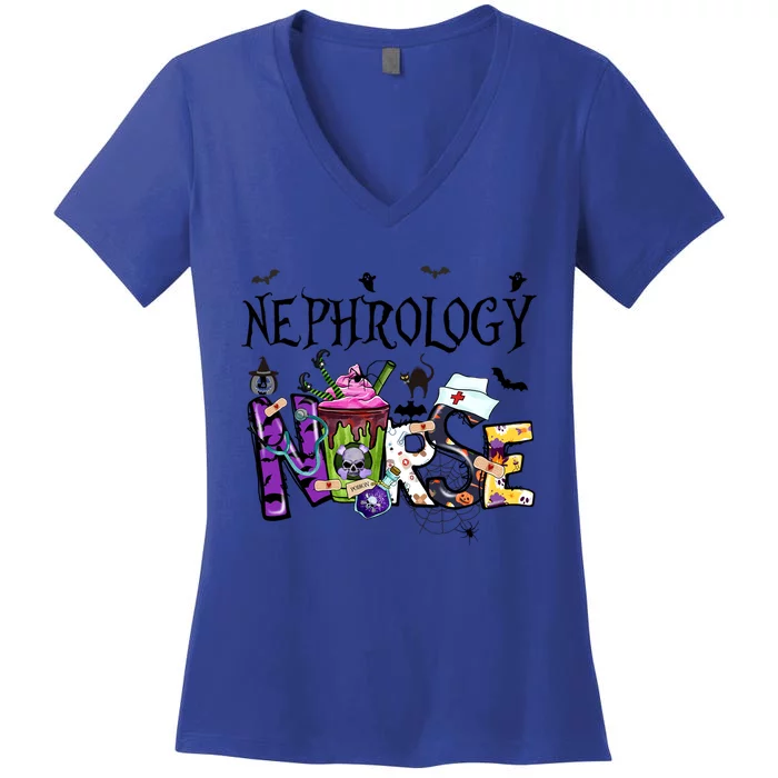 Faboolous Nephrology Nurse Halloween Costume Spooky Nurse Gift Women's V-Neck T-Shirt