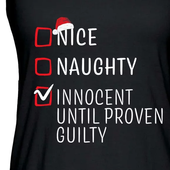 Funny Naughty Nice Christmas Family Pajama Ladies Essential Flowy Tank