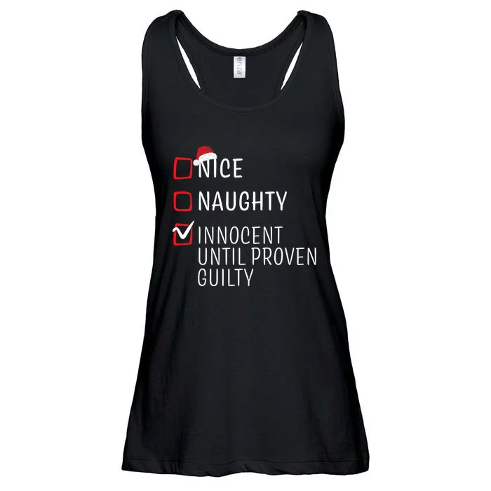 Funny Naughty Nice Christmas Family Pajama Ladies Essential Flowy Tank