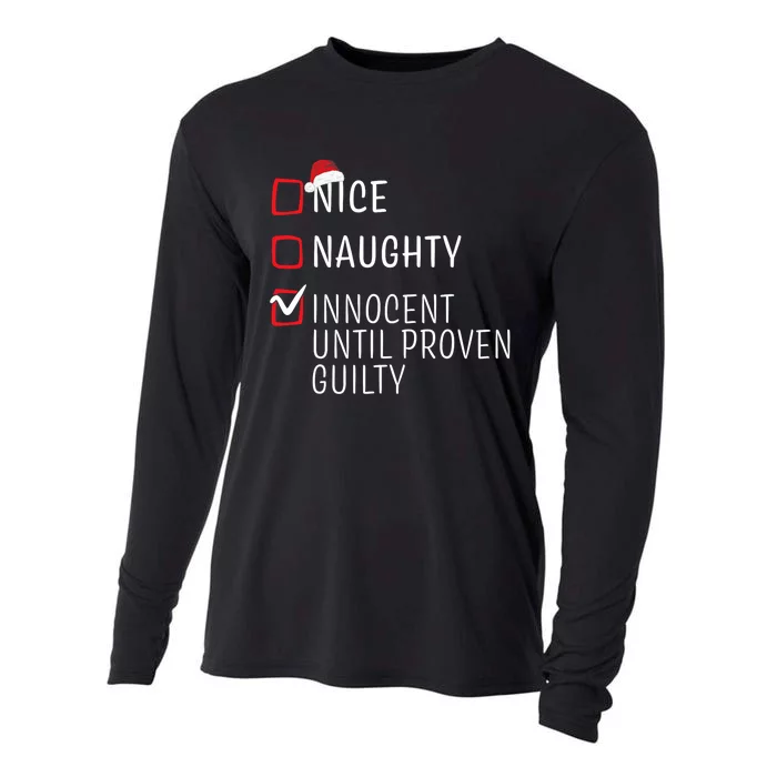 Funny Naughty Nice Christmas Family Pajama Cooling Performance Long Sleeve Crew