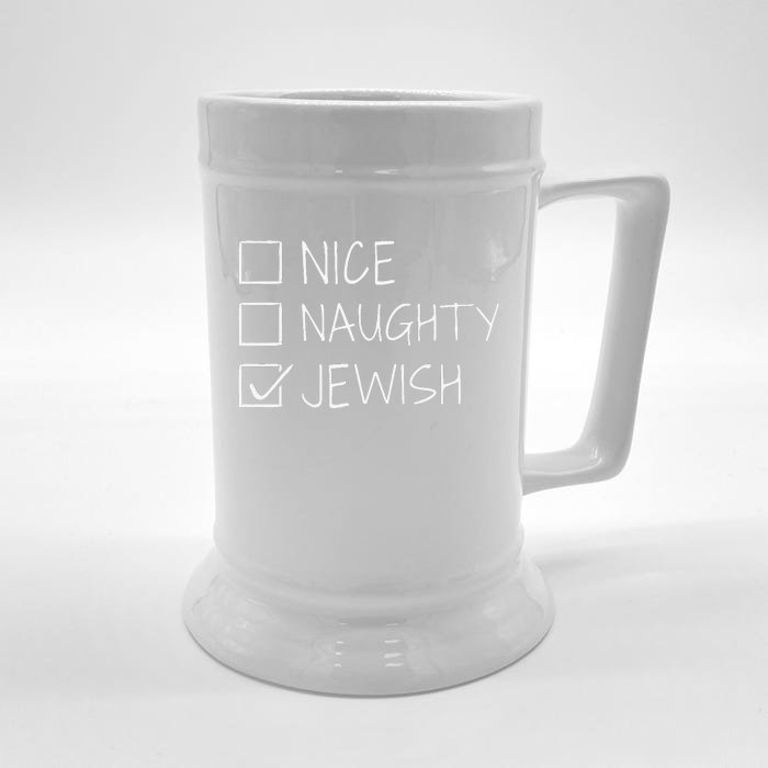 Funny Nice Naughty Jewish For Hanukkah Hebrew Christmas Front & Back Beer Stein