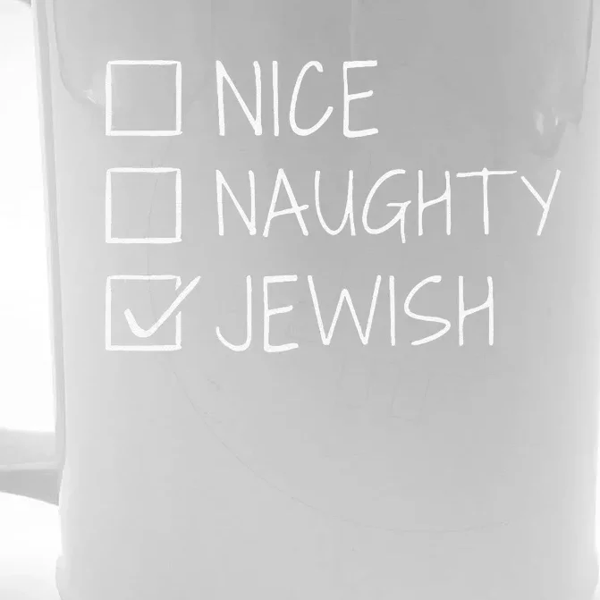 Funny Nice Naughty Jewish For Hanukkah Hebrew Christmas Front & Back Beer Stein