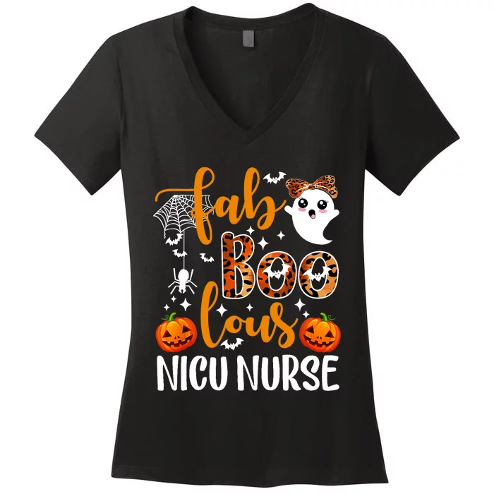 Faboolous Nicu Nurse Funny Nicu Nurse Halloween Boo Boo Crew Women's V-Neck T-Shirt