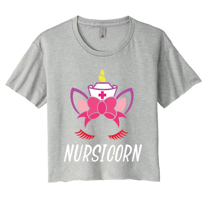 Funny Nursicorn Nurse And Unicorn Graphic Gift Women's Crop Top Tee