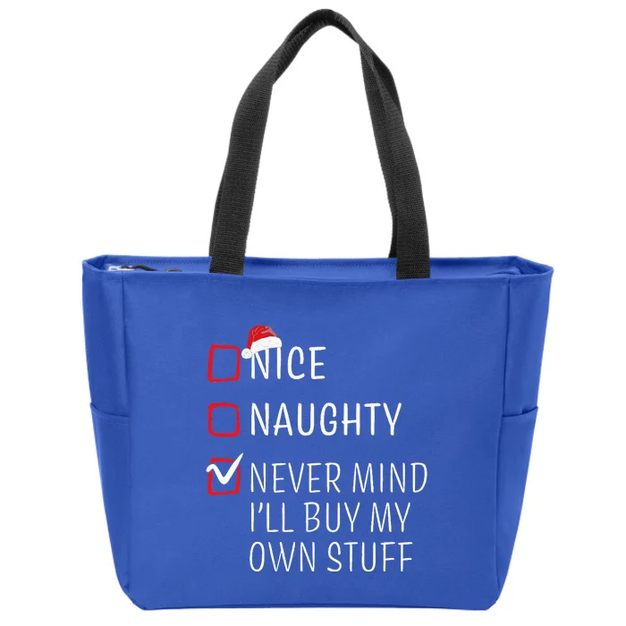 Funny Naughty Nice Christmas Family Pajama Zip Tote Bag