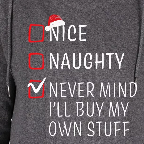 Funny Naughty Nice Christmas Family Pajama Womens Funnel Neck Pullover Hood