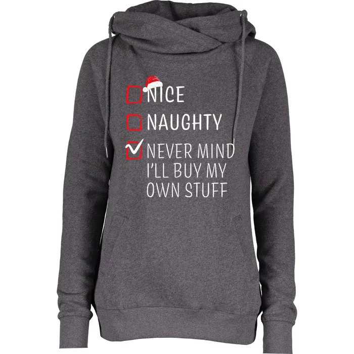 Funny Naughty Nice Christmas Family Pajama Womens Funnel Neck Pullover Hood