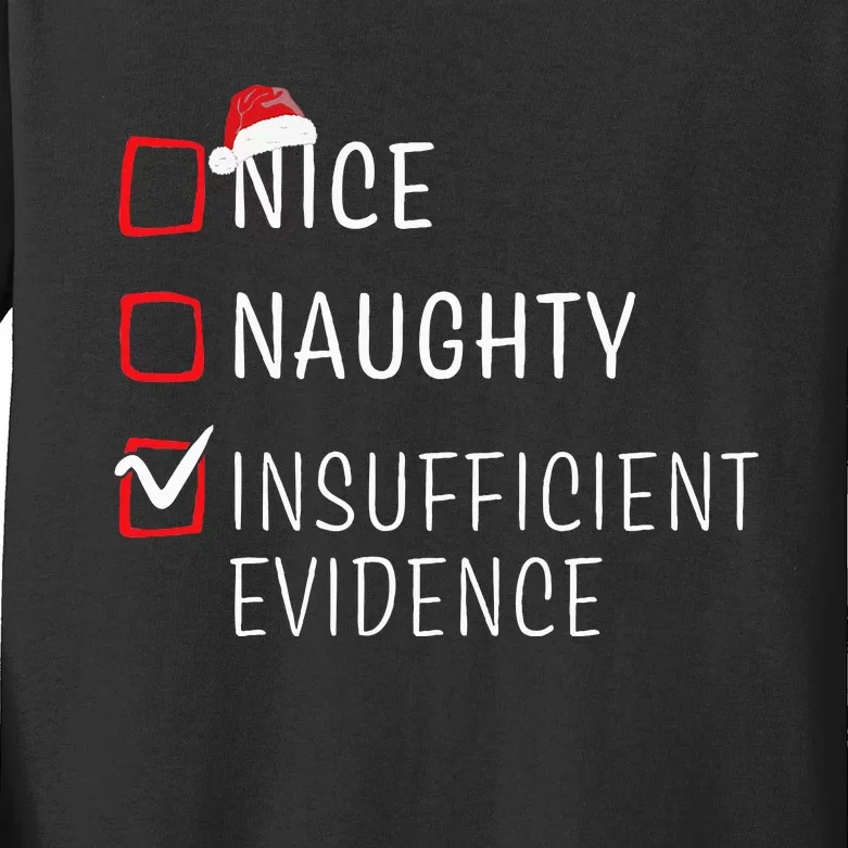 Funny Naughty Nice Christmas Family Pajama Kids Long Sleeve Shirt