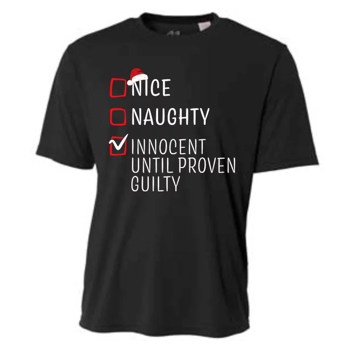 Funny Naughty Nice Christmas Family Pajama Cooling Performance Crew T-Shirt