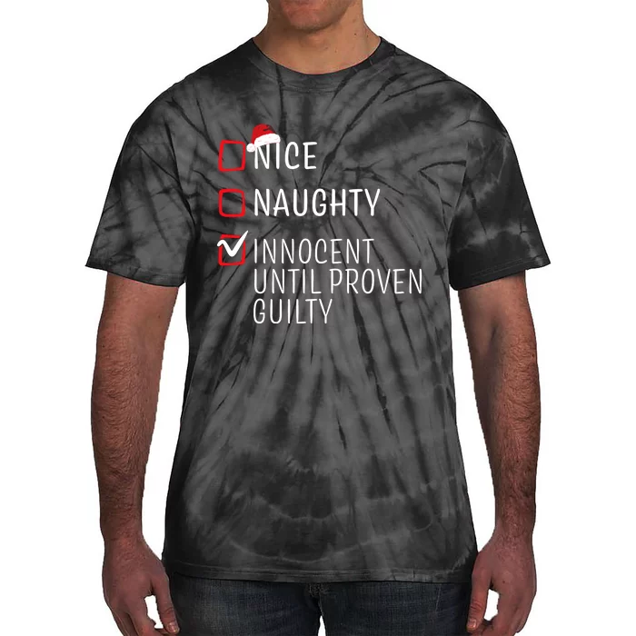 Funny Naughty Nice Christmas Family Pajama Tie-Dye T-Shirt