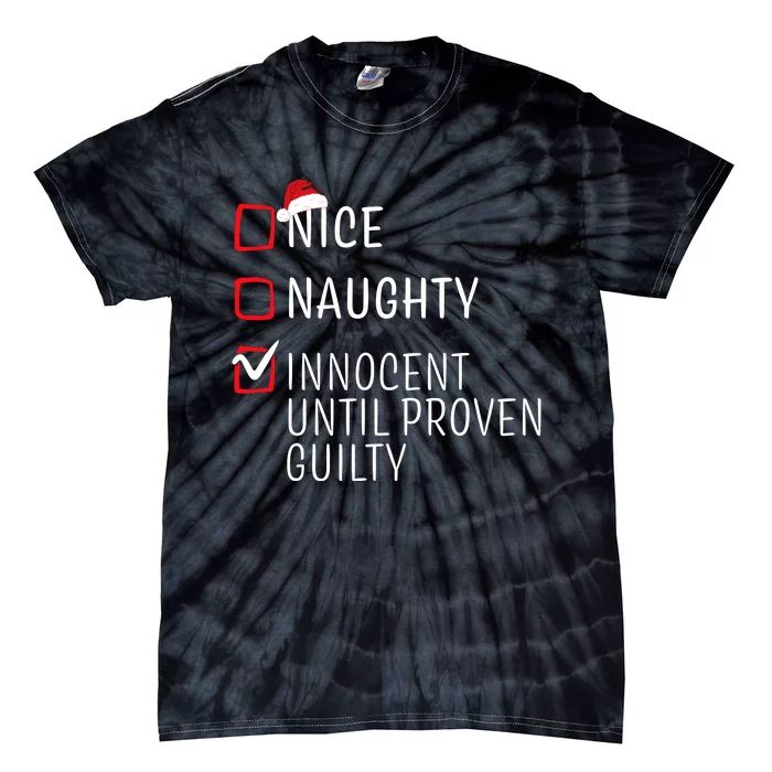 Funny Naughty Nice Christmas Family Pajama Tie-Dye T-Shirt