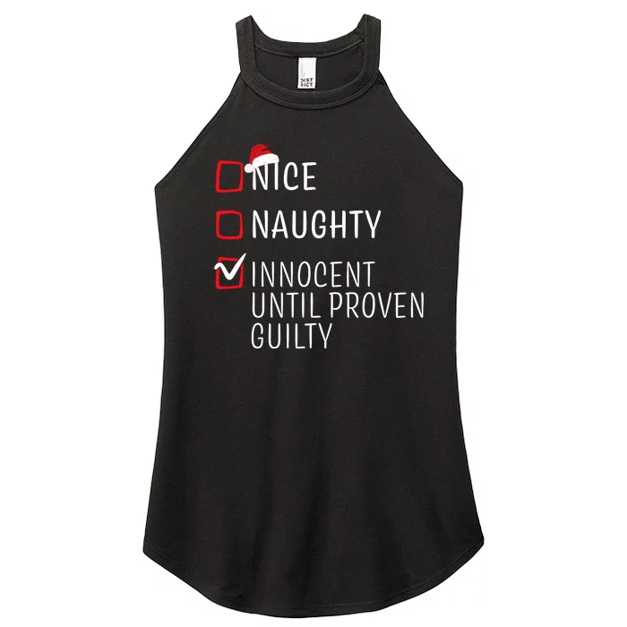 Funny Naughty Nice Christmas Family Pajama Women’s Perfect Tri Rocker Tank