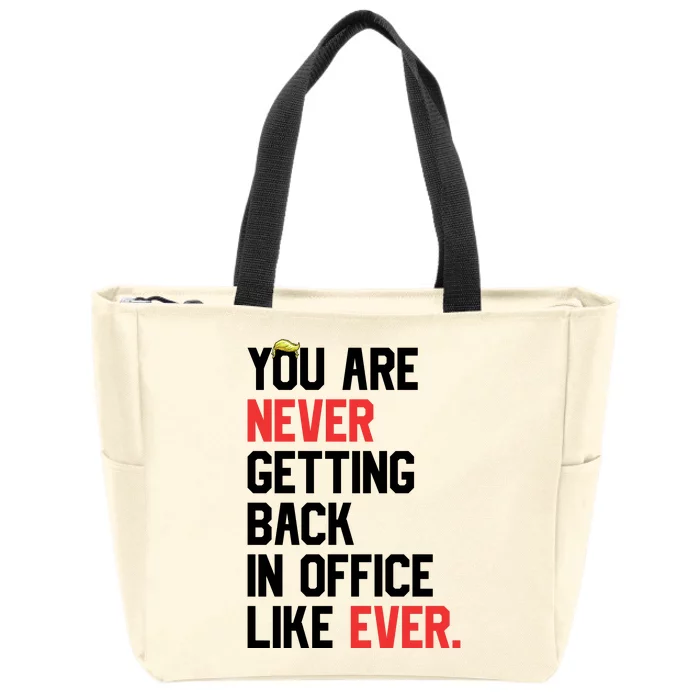 Funny Nope Not Again Trump 2024 Never Back Office Ever Zip Tote Bag